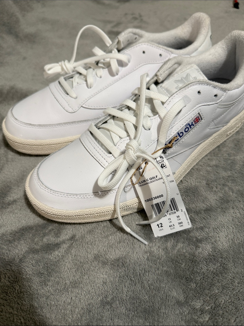 Reebok White Low-Top Leather Sneakers with Off-White Sole